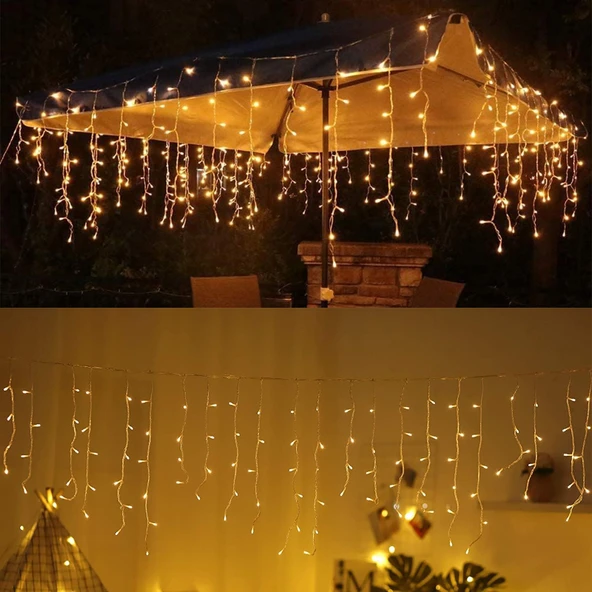 Yılbaşı aydınlatması hareketli saçak LED Perde Sarkıt İç mekan hortum günışığı 2 metre şeffaf Kablolu Süs - 3