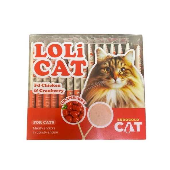 EuroCat LoliCat Tavuklu Kızılcıklı Lolipop Kedi Ödülü 1,5 Gr (15'li Paket) - 2