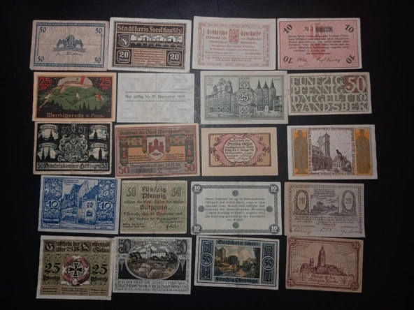 Escoines Koleksiyon 399636802601856cc3 Almanya 20'Li Notgeld lot Ehalet Acil Durum Paraları - 4