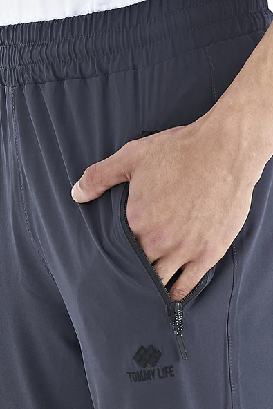 Tommy Life Antrasit Erkek Basic Cepli Bağcıklı Rahat Form Lastik Paça Eşofman Altı - 84826 - 5