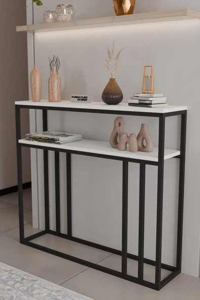 2 Raflı Metal Dresuar Raflı Lüx Dresuar Kitaplık Salon Düzenleyici 2 Raflı 100 Cm - 3