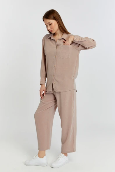 Kadın Vizon Casual Salaş Kalıp Gömlek - 7