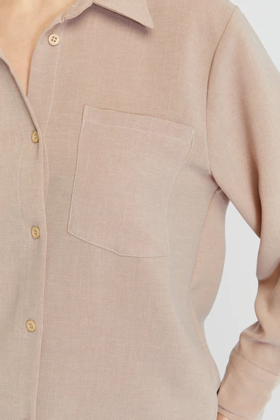 Kadın Vizon Casual Salaş Kalıp Gömlek - 3