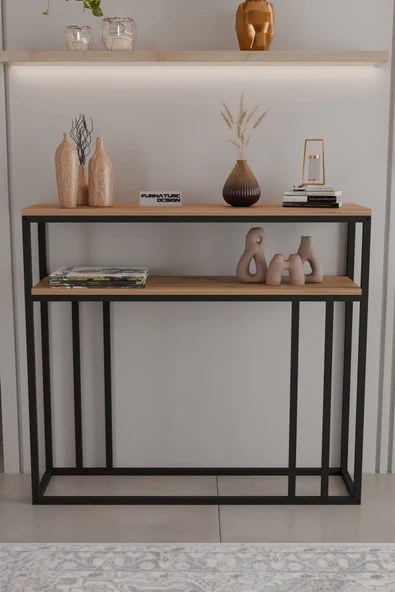 2 Raflı Metal Dresuar Raflı Lüx Dresuar Kitaplık Salon Düzenleyici 2 Raflı 100 Cm - 2