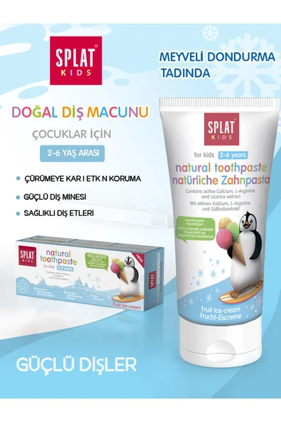 Splat Meyveli Dondurma Tadında 2-6 Yaş Çocuk Diş Macunu 50 Ml - 4