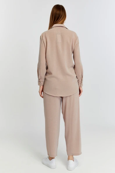 Kadın Vizon Casual Salaş Kalıp Gömlek - 9