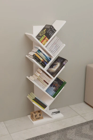 Ağaç Kitaplık Dekoratif Kitaplık Raf Düzenleyici 8 Raflı