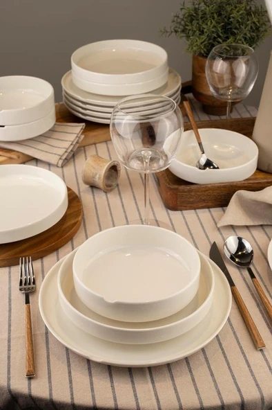 Kütahya Porselen Bone Chef Taste Of 18 Parça 6 Kişilik Yemek Takımı - 5