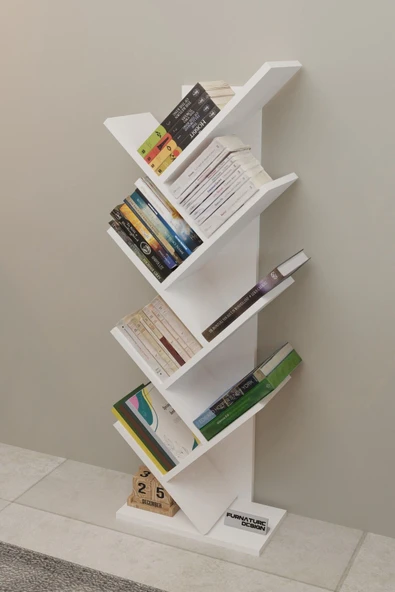 Ağaç Kitaplık Dekoratif Kitaplık Raf Düzenleyici 8 Raflı - 3