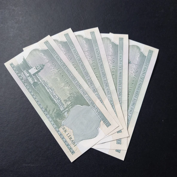 Escoines Koleksiyon 399636800de726856d 6.Emisyon 2.Tertip 10Lira 5Adet takipli ÇİL eski kağıt para - 2