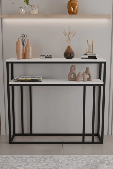 2 Raflı Metal Dresuar Raflı Lüx Dresuar Kitaplık Salon Düzenleyici 2 Raflı 100 Cm - 2