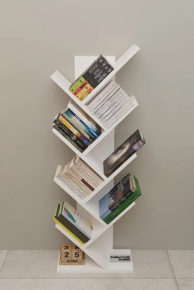 Ağaç Kitaplık Dekoratif Kitaplık Raf Düzenleyici 8 Raflı - 2