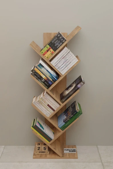Ağaç Kitaplık Dekoratif Kitaplık Raf Düzenleyici 8 Raflı - 2