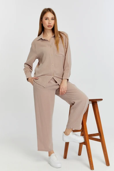 Kadın Vizon Casual Salaş Kalıp Gömlek - 2