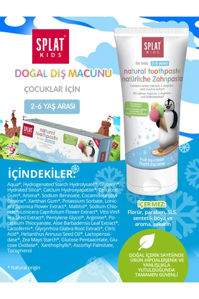 Splat Meyveli Dondurma Tadında 2-6 Yaş Çocuk Diş Macunu 50 Ml - 5