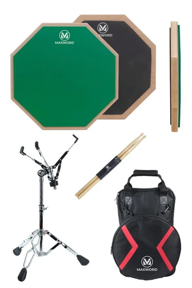 Maxword DD-239GR Pro Bateri Davul Çalışma Pedi Seti Drum Practice Pad Full Set - 2