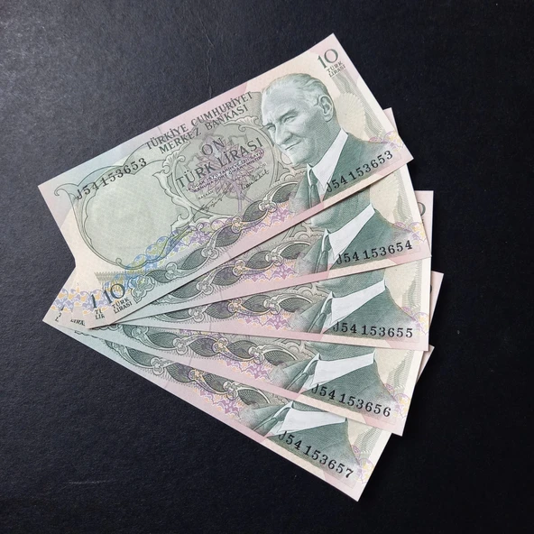 Escoines Koleksiyon 399636800de726856d 6.Emisyon 2.Tertip 10Lira 5Adet takipli ÇİL eski kağıt para - 6