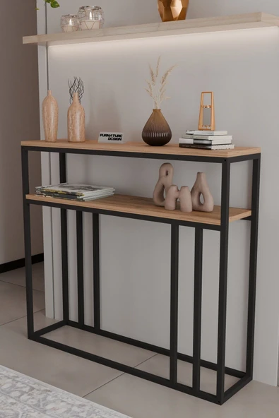 2 Raflı Metal Dresuar Raflı Lüx Dresuar Kitaplık Salon Düzenleyici 2 Raflı 100 Cm - 3