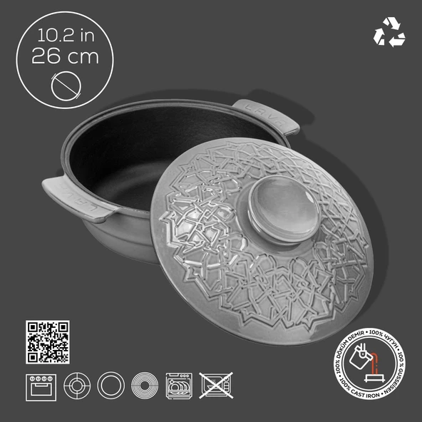 Lava Anatolia Selçuklu Güveci Çap (Ø)26 cm.  Gri - 5