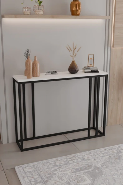 Metal Ayaklı Dresuar Dekoratif Raflı Dresuar Konsol Metal Dresuar 100 Cm