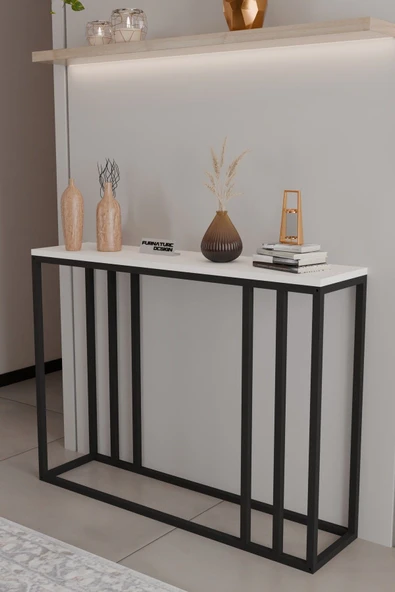 Metal Ayaklı Dresuar Dekoratif Raflı Dresuar Konsol Metal Dresuar 100 Cm - 3