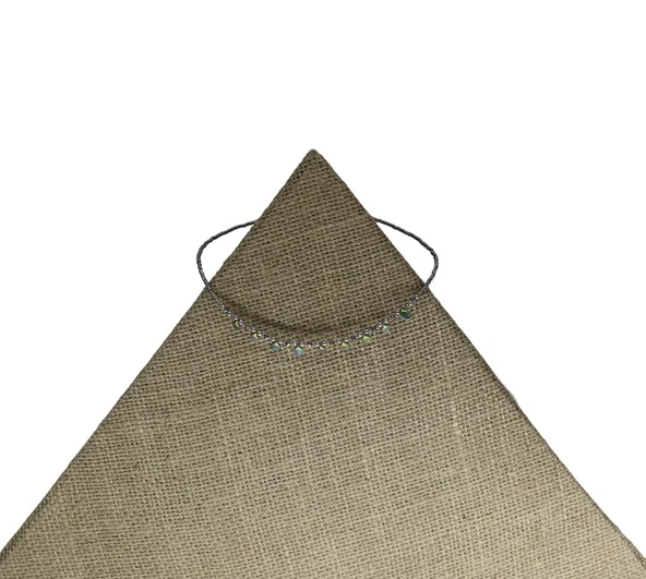 Işıltılı Armoni Opal Gri Boncuk Kolye - Resim 3