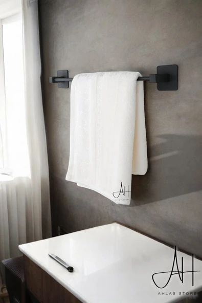 Yapışkanlı 4 lü Siyah Fön Makinesi Askısı Havlu Askısı Wc Tuvalet Kağıtlık Rulo Havluluk Banyo Set - 2