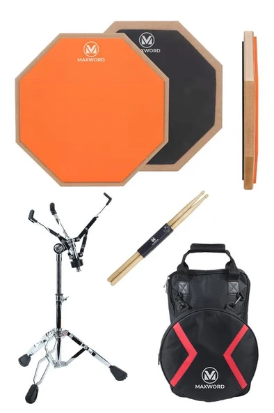 Maxword DD-239OR Pro Bateri Davul Çalışma Pedi Seti Drum Practice Pad Full Set - 2
