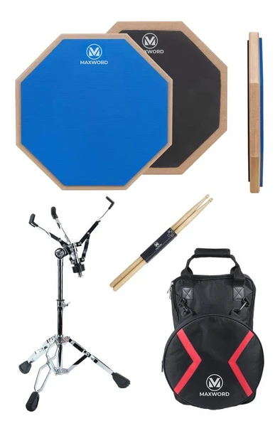 Maxword DD-239BL Pro Bateri Davul Çalışma Pedi Seti Drum Practice Pad Full Set - 2