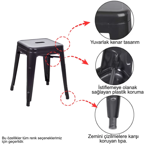 Tolix Metal Tabure (4 ADET) - 10