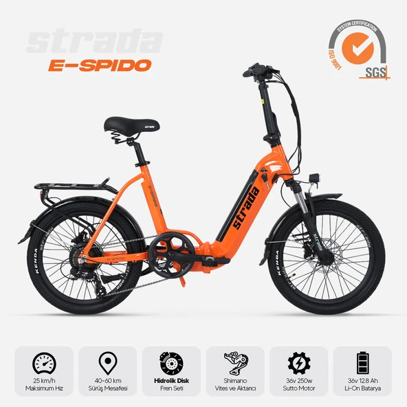 Stradacycles E-Spido Hidrolik Disk 20 Jant Katlanabilir Elektrikli Bisiklet - 1