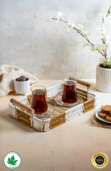 Dikdörtgen Hasır Tepsi, Kulplu Sunum Tepsisi, Servis Tepsisi, Kahve Tepsisi, Keyif Tepsisi, Modern Hasır Tepsi - Resim 2