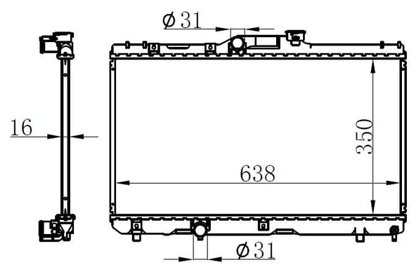 RADYATÖR BRAZİNG COROLLA 92-97 AE 101 AC KLİMASIZ MEK 350x638x16