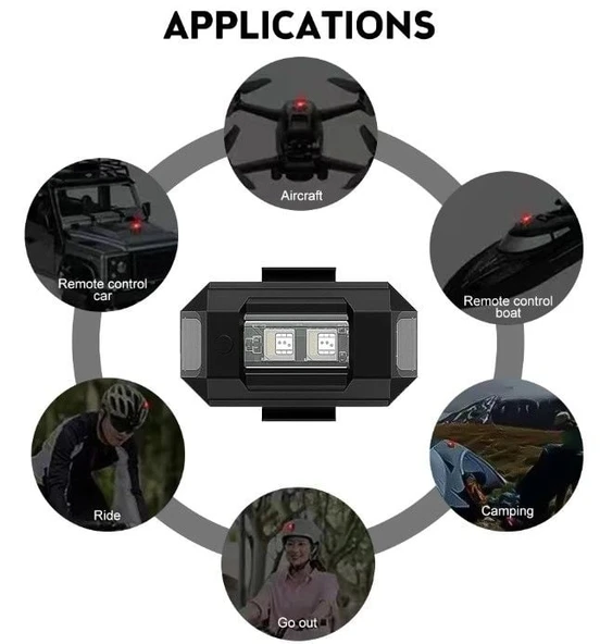 7 Renk Bisiklet Motosiklet Drone Işığı Çakarlı Lamba - 1 Adet Fiyatıdır - 4