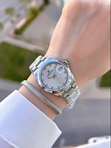 Daniel Klein Taşlı Ve Takvimli Kadran Çelik Kordon 2 Yıl Garantili Kadın Kol Saati BDK.1.10848.1 - Resim 2