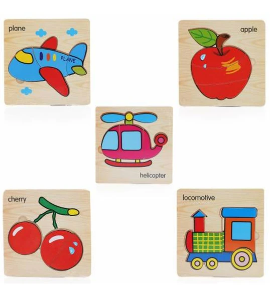 Ahşap Puzzle - Ahşap Oyuncak - Ahşap Gelişim Oyuncağı - 6 Lı Puzzle