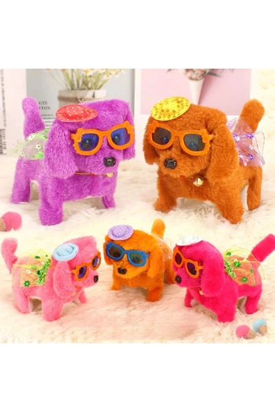 Hareketli Yürüyebilir Köpek Peluş Oyuncak (Kahverengi)