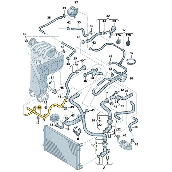 VW Golf 4 1998-2004 1.6 AKL Devirdaim Su Borusu 06A121065D - 3