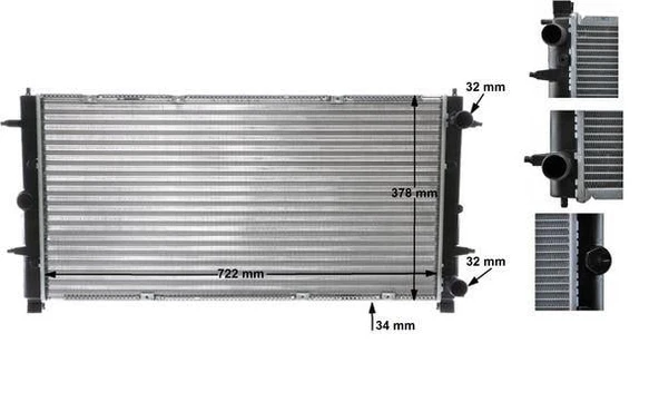 RADYATÖR TRANSPORTER T4 2.4-2.5 TDI AC KLİMASIZ MEK OTOM 719x346x34