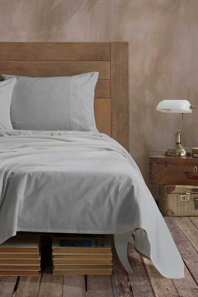 Elart Ranfors %100 Pamuk Çarşaf Seti Tek Kişilik Gümüş