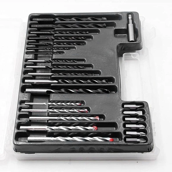 Matkap Ucu Set Duvar Metal Ahşap 17'li Delme 4 Çeşit Dübel 6 Farklı Yıldız Düz Bits Uç Organizer - 6