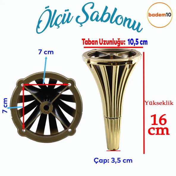 (4 ADET) İstanbul 16 cm Gold Altın Mobilya Kanepe Koltuk Tv Ünitesi Konsol Ayağı Ayak Ayakları - Resim 3