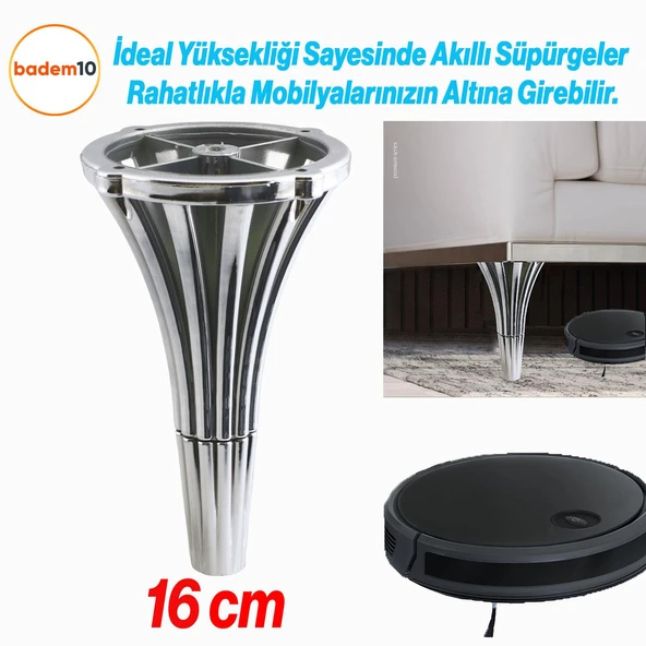 (4 ADET) İstanbul 16 cm Krom Mobilya Kanepe Koltuk Tv Ünitesi Konsol Ayağı Ayak Ayakları - 2