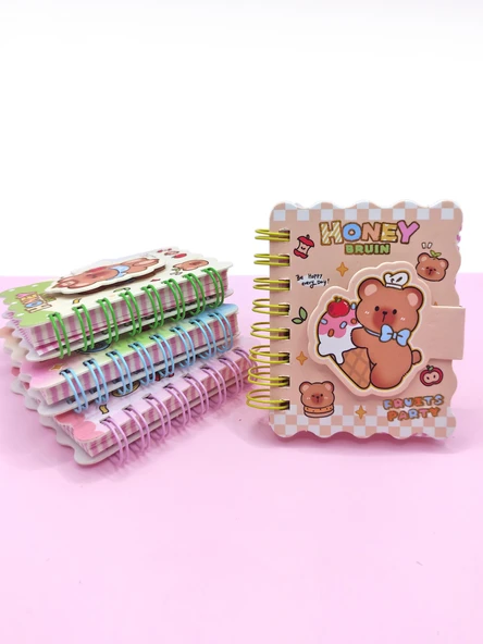Honey Bear Cırtlı Cep Boy Sevimli Ayıcık Mini Not Defteri (7x8 cm) - Kahverengi