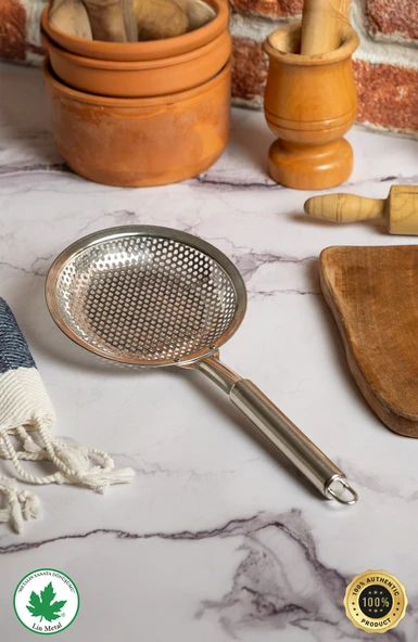 Paslanmaz Çelik Patates Kabak Sebze Kızartma Kevgiri, Metal Saplı Kevgir 15cm Çapında - Resim 7