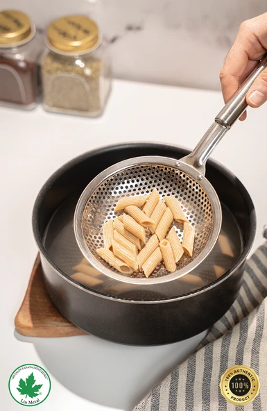 Paslanmaz Çelik Patates Kabak Sebze Kızartma Kevgiri, Metal Saplı Kevgir 15cm Çapında - Resim 6