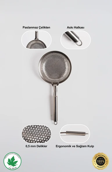 Paslanmaz Çelik Patates Kabak Sebze Kızartma Kevgiri, Metal Saplı Kevgir 15cm Çapında - Resim 5