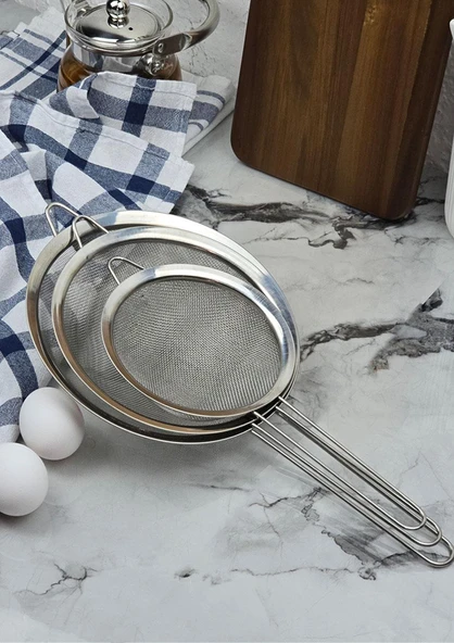 Paslanmaz Mutfak Süzgeç Seti - 3lü Sebze Makarna Süzgeci Takımı - 3 Parça, Küçük Boy