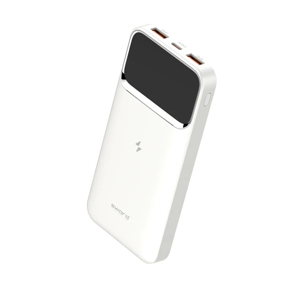 SWORD 10.000mAh Kablosuz Powerbank 22.5W PD&QC Hızlı Şarj Type-C+USB+Wireless Beyaz SW-WQ11 - 6