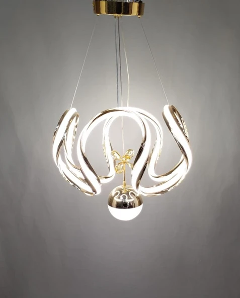 3 RENK BÜYÜK TEK TOP LED AVİZE GOLD